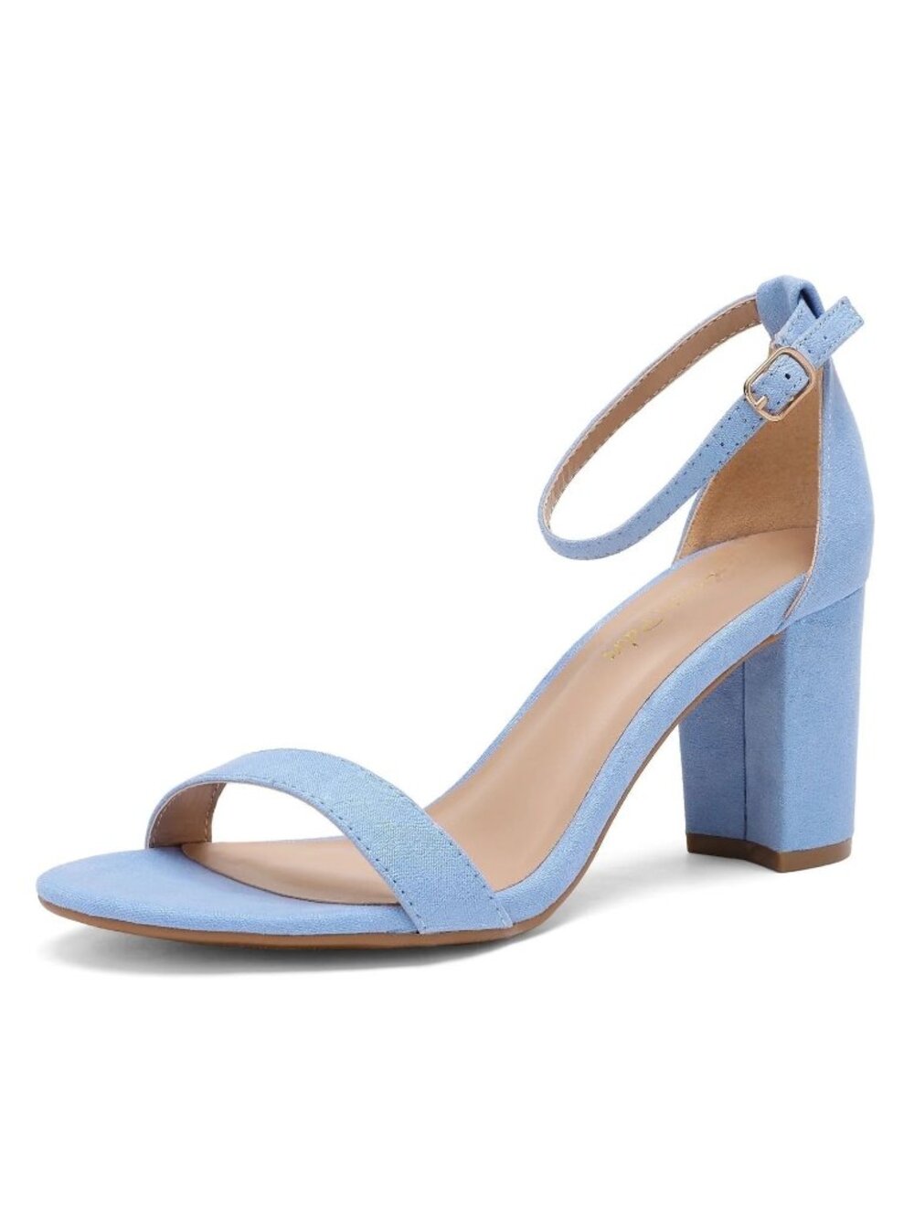 Dream Pairs Size 10 Sandals Blue Suede Ankle Strap 3in Chunky Heel Open Toe